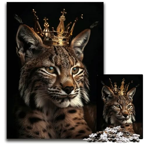 Puzzle mit 1000 Teilen für Erwachsene mit Tiermotiv „Luchskönig Familie und Freunde. Geeignet für alle Altersgruppen. 1000 Teile (75 x 50 cm) von ZZQWIPEIS