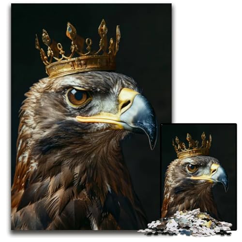 Tier-Adlerkönig-Puzzle 1000 Teile für Erwachsene Holzpuzzle für Erwachsene zum Entspannen und Herausfordern farbenfrohe Heimdekoration Kunst Freunde 1000 Teile (75 x 50 cm) von ZZQWIPEIS