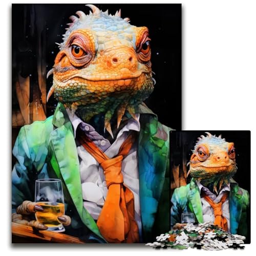 Tier-Chamäleon-Puzzle 1000 Teile für Erwachsene Papier-Puzzles für Erwachsene zum Entspannen und Herausfordern farbenfrohe Heimdekoration Kunst Freunde 1000 Teile (38 x 26 cm) von ZZQWIPEIS