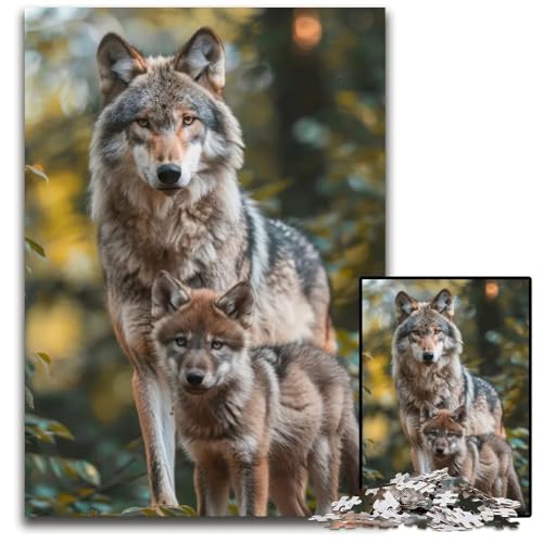 Tierfamilie 1000-teiliges Puzzle-Geschenk Holzpuzzle perfekt für Familienfeiern Geburtstage Feiertage 1000 Teile (75 x 50 cm) von ZZQWIPEIS
