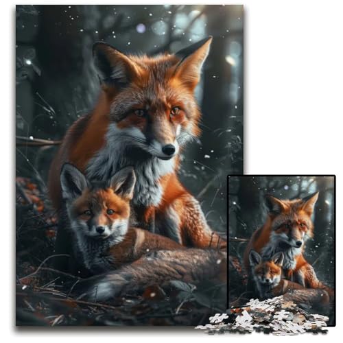 Tierfamilie 1000-teiliges Puzzle-Geschenk Holzpuzzle perfekt für Familienfeiern Geburtstage Feiertage 1000 Teile (75 x 50 cm) von ZZQWIPEIS
