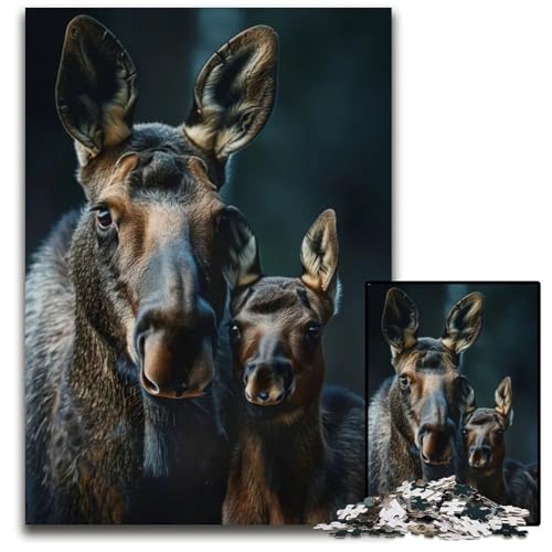 Tierfamilie 1000-teiliges Puzzle Geschenke Holzpuzzle anspruchsvolles Denkspiel für Teenager Spaß am Familienspielabend 1000 Teile (75 x 50 cm) von ZZQWIPEIS
