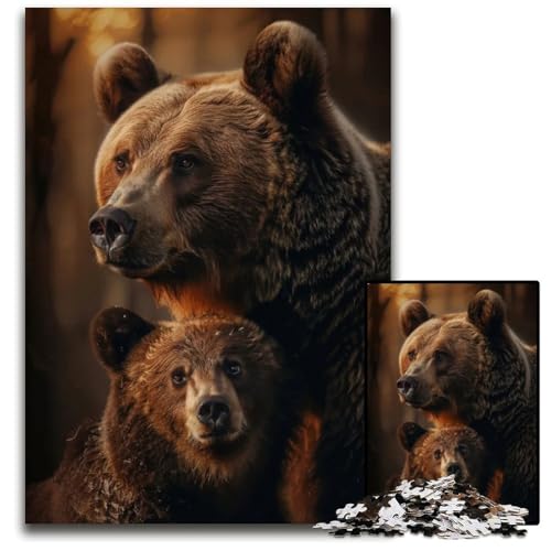 Tierfamilie 1000-teiliges Puzzle Holzpuzzle anspruchsvolles Denkspiel für Teenager Spaß am Familienspielabend 1000 Teile (75 x 50 cm) von ZZQWIPEIS