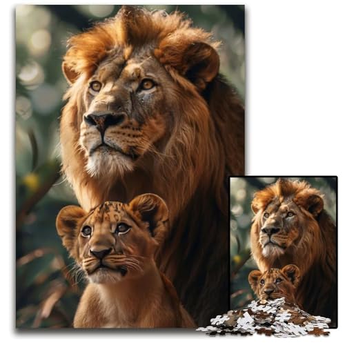Tierfamilie 1000-teiliges Puzzle Holzpuzzle für Erwachsene anspruchsvolles Denkspiel für Teenager Spaß für den Familienspielabend 1000 Teile (75 x 50 cm) von ZZQWIPEIS