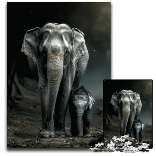 Tierfamilie 1000-teiliges Puzzle Papierpuzzle für Erwachsene anspruchsvolles Denkspiel für Teenager Spaß für den Familienspielabend 1000 Teile (38 x 26 cm) von ZZQWIPEIS
