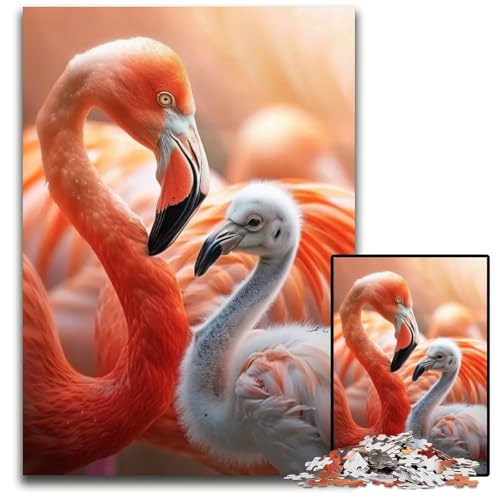 Tierfamilie Puzzle für Erwachsene 1000 Teile Holzpuzzle Familienaktivität Denksportaufgabe Heimdekoration 1000 Teile (75 x 50 cm) von ZZQWIPEIS
