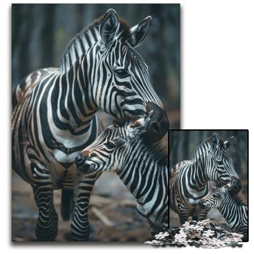 Tierfamilien-Puzzle 1000 Teile für Erwachsene Holzpuzzle DIY-Dekoration Gehirn-Herausforderung für Erwachsene Familien 1000 PCS (75 x 50 cm) von ZZQWIPEIS