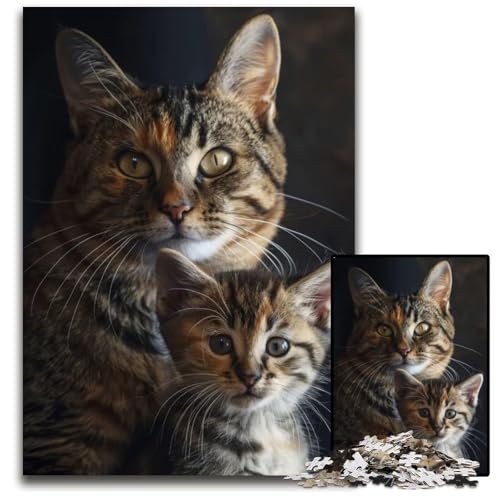 Tierfamilien-Puzzle 1000 Teile für Erwachsene Holzpuzzle für Erwachsene zum Entspannen und Herausfordern farbenfrohe Heimdekoration Kunst Freunde 1000 Teile (75 x 50 cm) von ZZQWIPEIS