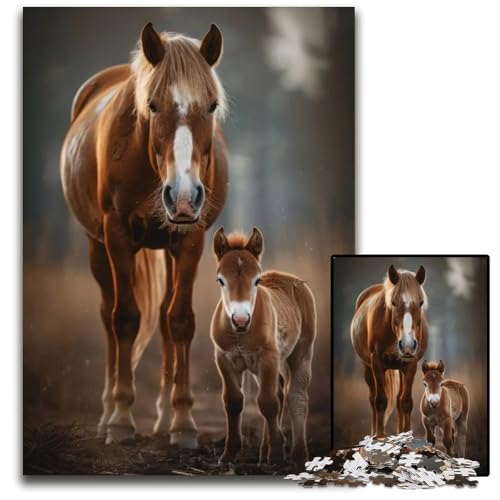 Tierfamilien-Puzzle 1000 Teile für Erwachsene Papierpuzzle für Erwachsene zum Entspannen und Herausfordern farbenfrohe Heimdekoration Kunst Freunde 1000 Teile (38 x 26 cm) von ZZQWIPEIS