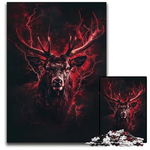 Tierpuzzle mit majestätischem Hirsch 1000 Puzzles für Erwachsene für Teenager und Familien perfekte DIY-Dekoration und knifflige Herausforderung 1000 Teile (38 x 26 cm) von ZZQWIPEIS