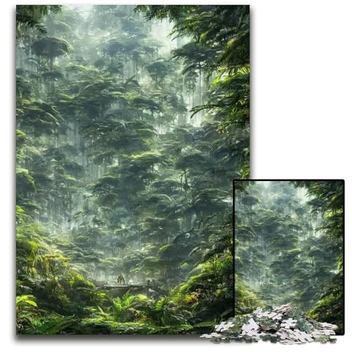 Uraltes Dschungel-Puzzle 1000 Teile für Erwachsene Holzpuzzle für Erwachsene zum Entspannen und Herausfordern farbenfrohe Heimdekoration Kunst Freunde 1000 Teile (75 x 50 cm) von ZZQWIPEIS