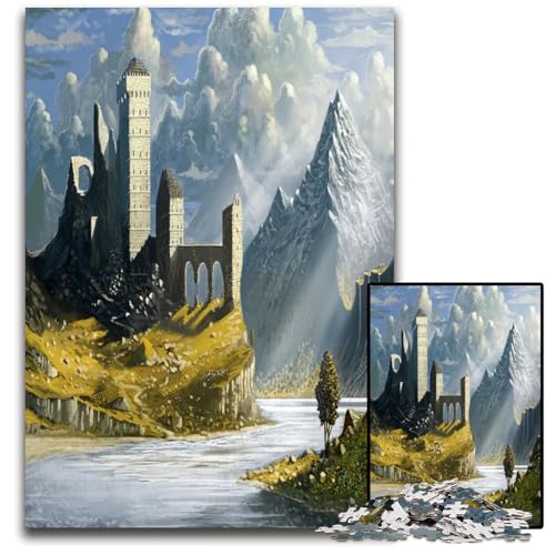 Verlassenes Schloss 1000-teiliges Puzzle für Erwachsene Holzpuzzle für Erwachsene Teenager Paare und Freunde zum Geburtstag Weihnachten 1000 Teile (75 x 50 cm) von ZZQWIPEIS