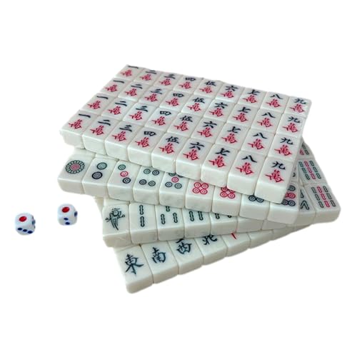 ZZSSSM Chinesisches Mahjong Leichtes Mini-Mahjong-Set, Mahjong-Spielset für Kinder, klare Gravur, Legespiel für Schulausflüge, Schlafsäle Tisch-Mahjong-Fliesen von ZZSSSM
