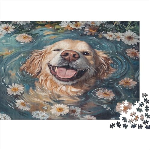 A Dog Playing in Water1000-Stücke Puzzlepuzzle, Erwachsenenpuzzle, Kinderpuzzle, Spielzeug, Wohndekoration Geschenk, Hochwertige, Langlebige, Stressentlastende 1000-Stücke1000pcs (75x50cm) von ZZVRMCYLD