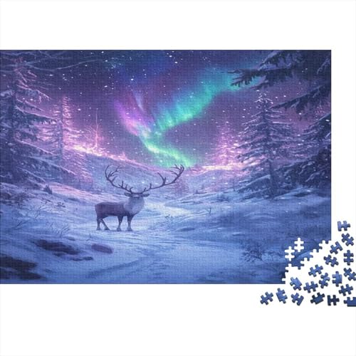 Aurora And Elk1000-Stücke Puzzlepuzzle, Erwachsenenpuzzle,in Style of Alex Alemany Kinderpuzzle, Spielzeug, Wohndekoration Geschenk, Hochwertige, Langlebige, Stressentlastende 1000-Stücke1000pcs (75x5 von ZZVRMCYLD