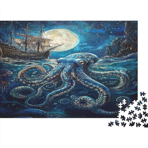 Cute Octopus1000-Stücke Von Erwachsenen- Und Kinderspielzeug,Animal Puzzle-Spiele, Erwachsene Und Kinder Pädagogische Spiele, Stresslindernde Wohndekorationspuzzles, 1000-Stücke1000pcs (75x50cm) von ZZVRMCYLD