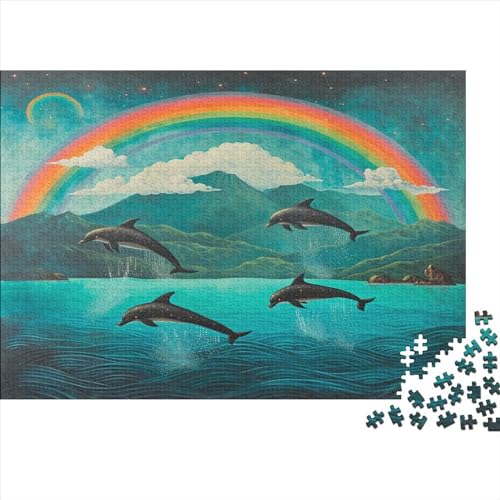 Dolphin1000-Stücke Von Erwachsenen- Und Kinderspielzeug, Puzzle-Spiele, Erwachsene Und Kinder Pädagogische Spiele, Stresslindernde Wohndekorationspuzzles, 1000-Stücke1000pcs (75x50cm) von ZZVRMCYLD