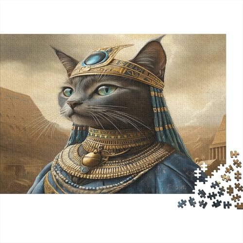 Egyptian Cat1000-Stücke Von Erwachsenen- Und Kinderspielrätseln,Animal Puzzle-Spiele, Bildungsspiele, Stresslindernde Wohndekorationen Und Stresslindernde Puzzles1000pcs (75x50cm) von ZZVRMCYLD