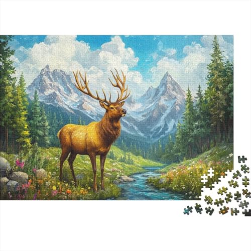 Elk Deer1000-Stücke Von Erwachsenen- Und Kinderspielrätseln, Puzzle-Spiele, Bildungsspiele, Stresslindernde Wohndekorationen Und Stresslindernde Puzzles1000pcs (75x50cm) von ZZVRMCYLD