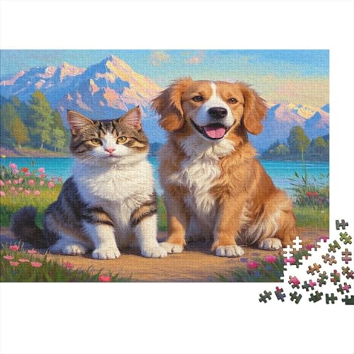 Golden1000 Teile des Erwachsenenpuzzles, Dog Cat1000 Stücke des Erwachsenenpuzzles, Bildungspuzzle, Heimdekoration Puzzle, 1000 Stücke1000pcs (75x50cm) von ZZVRMCYLD