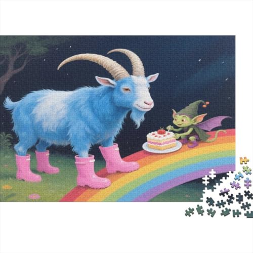 Painted Goat1000-Stücke Von Erwachsenen- Und Kinderspielzeug, Puzzle-Spiele, Erwachsene Und Kinder Pädagogische Spiele, Stresslindernde Wohndekorationspuzzles, 1000-Stücke1000pcs (75x50cm) von ZZVRMCYLD
