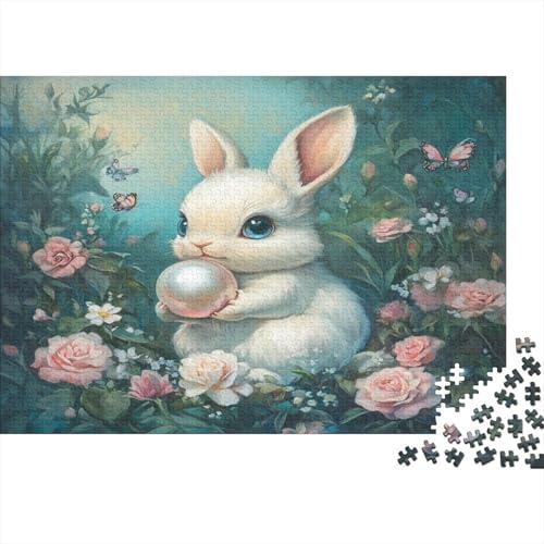 Rabbit in The Flowers1000 Erwachsene Puzzleteile, PearlDIY Erwachsene Und Kinder Intellektuelle Bildung Spielzeug Sammlung, 1000 Moderne Wohndekoration Puzzleteile1000pcs (75x50cm) von ZZVRMCYLD