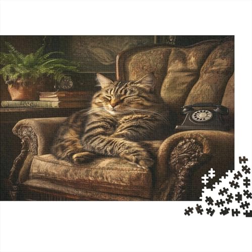 Sleeping Cat1000-Stücke Puzzlepuzzle, Erwachsenenpuzzle, Kinderpuzzle, Spielzeug, Wohndekoration Geschenk, Hochwertige, Langlebige, Stressentlastende 1000-Stücke1000pcs (75x50cm) von ZZVRMCYLD