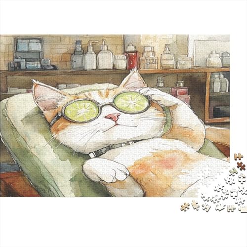 Sleeping Cat1000-Stücke Von Erwachsenen- Und Kinderspielzeug, Puzzle-Spiele, Erwachsene Und Kinder Pädagogische Spiele, Stresslindernde Wohndekorationspuzzles, 1000-Stücke1000pcs (75x50cm) von ZZVRMCYLD