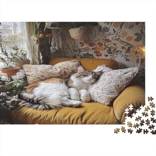 Sleeping Cat1000-Stücke Von Erwachsenen- Und Kinderspielzeug, Puzzle-Spiele, Erwachsene Und Kinder Pädagogische Spiele, Stresslindernde Wohndekorationspuzzles, 1000-Stücke1000pcs (75x50cm) von ZZVRMCYLD