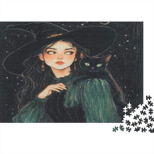The Witch And Her Cat1000-Stücke Des Erwachsenenpuzzlespiels, Erwachsenen-Spaß-Puzzlespiel, 1000-Stücke Des Hochwertigen Und Langlebigen Schulspiels Zur Entlastung Von Stress, 1000-Stücke1000pcs (75x5 von ZZVRMCYLD