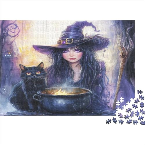 The Witch and Her Cat1000 Erwachsene Puzzleteile, DIY Erwachsene Und Kinder Intellektuelle Bildung Spielzeug Sammlung, 1000 Moderne Wohndekoration Puzzleteile1000pcs (75x50cm) von ZZVRMCYLD