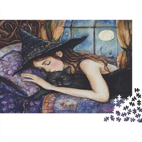 The Witch and Her Cat1000-Puzzleteile, Geeignet Für Erwachsene Und Kinder Ab Zwölf Jahren1000pcs (75x50cm) von ZZVRMCYLD