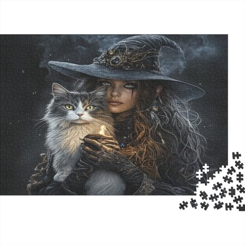 The Witch and Her Cat1000-Puzzleteile, Multifunktional, Standardgröße1000pcs (75x50cm) von ZZVRMCYLD