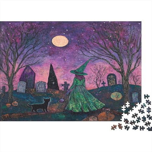 The Witch and Her Cat1000-Stücke Von Erwachsenen- Und Kinderspielzeug, Puzzle-Spiele, Bildungsspiele, Stressabbau, Wohndekoration-Puzzle, Hochwertige Und Langlebige 1000-Stücke1000pcs (75x50cm) von ZZVRMCYLD