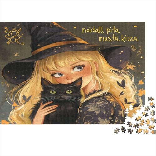 The Witch and Her Cat1000-Stücke Von Erwachsenen- Und Kinderspielzeug, Puzzle-Spiele, Bildungsspiele, Stressabbau, Wohndekoration-Puzzle, Hochwertige Und Langlebige 1000-Stücke1000pcs (75x50cm) von ZZVRMCYLD