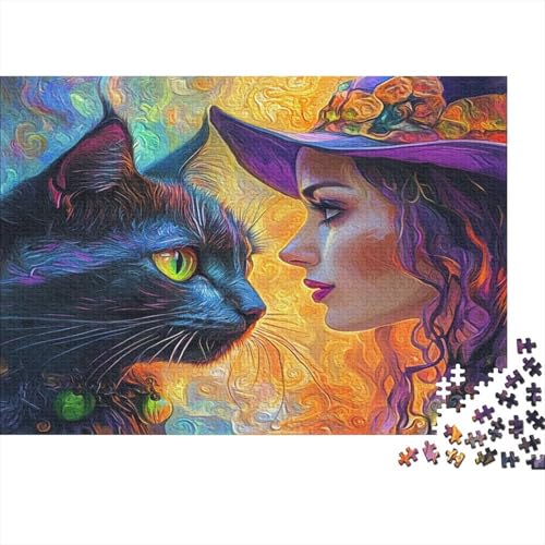 The Witch and Her Cat1000-Stücke Von Erwachsenen- Und Kinderspielzeug, Puzzle-Spiele, Bildungsspiele, Stressabbau, Wohndekoration-Puzzle, Hochwertige Und Langlebige 1000-Stücke1000pcs (75x50cm) von ZZVRMCYLD