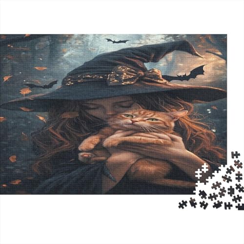 The Witch and Her Cat1000-Stücke Von Erwachsenen- Und Kinderspielzeug, Puzzle-Spiele, Erwachsene Und Kinder Pädagogische Spiele, Stresslindernde Wohndekorationspuzzles, 1000-Stücke1000pcs (75x50cm) von ZZVRMCYLD