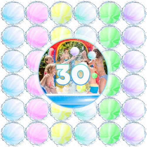 ZZXLOPEZ Wiederverwendbare Wasserballons, 30 Stück Silikon Wasserbombe, Schnell Befüllbare Weiche Wasserbomben, Pool Spielzeug, Strandspielzeug, Wasserbomben aus Silikon, Wasserspielzeug Outdoor ZZXLOPEZ Wiederverwendbare Wasserballons, 30 Stück Silikon Wasserbombe, Schnell Befüllbare Weiche Wasserbomben, Pool Spielzeug, Strandspielzeug, Wasserbomben aus Silikon, Wasserspielzeug Outdoor von ZZXLOPEZ