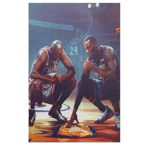 Holz- 75x50-1000 Stück Puzzle Kobe Bryant Lebron James NBA Basketball Star Poster Erwachsene Kinder Spielzeug Lernspiel von ZZZANA