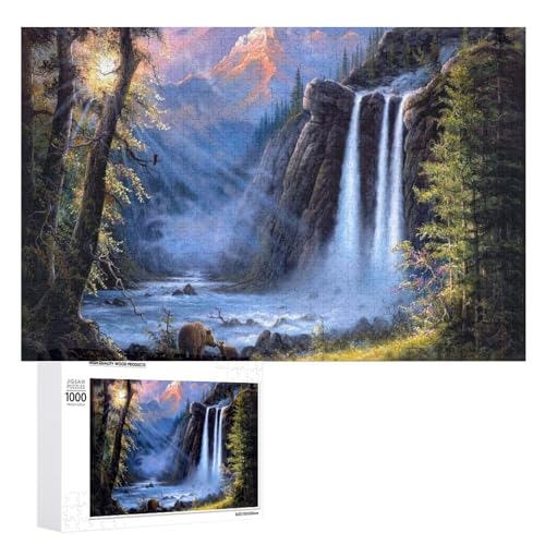 Papier- 38x26-Wasserfall Bären Landschaft Poster Puzzle 1000 Teile Erwachsene Spielzeug Dekompressionsspiel von ZZZANA