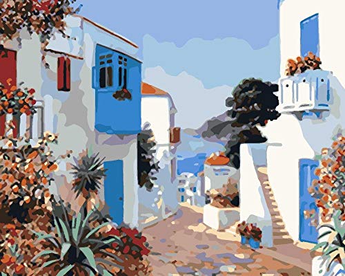 Malen Nach Zahlen Weihnachten Kreta Landschaft DIY Handgemalt Ölgemälde Auf Leinwand Geschenk Malen Nach Zahlen Kits Home Haus Dekor 40.8X50.6 cm von ZZZXX