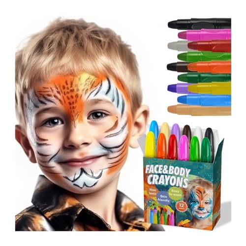 Face Paint 12-Farben-Gesichtsmalstift, abwaschbare Gesichts- und Körperbemalung, Gesichtsmalstift for Festliche Kostüme Bodypaint von ZZlei2yu-12