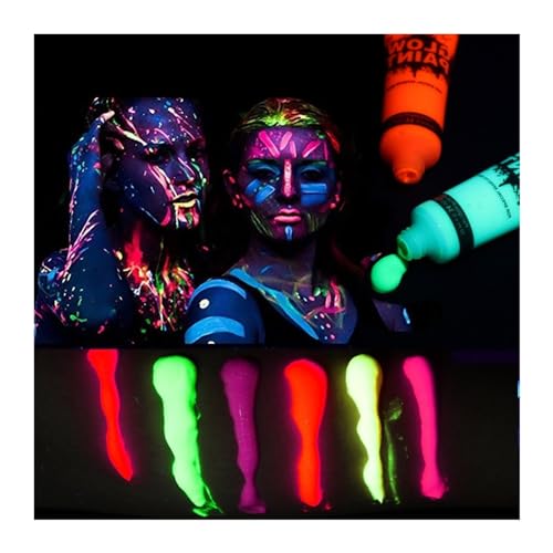 Face Paint 24 Stück 10 ml Schlauch-Gesichtsfarbe, Neon-Gesichtsfarbe, Fluoreszierende Gesichtsfarbe, Körperfarbe Bodypaint von ZZlei2yu-12