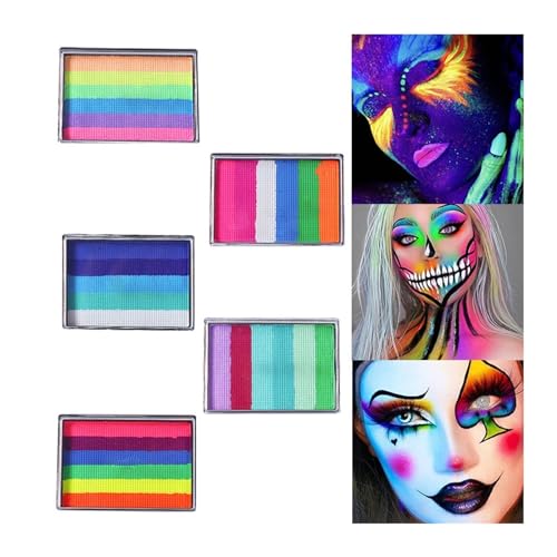 Face Paint 5-teiliges Gesichtsbemalungspigment auf Wasserbasis, 6-farbiges Regenbogenstreifen-Waschset for menschliches Gesicht Bodypaint von ZZlei2yu-12