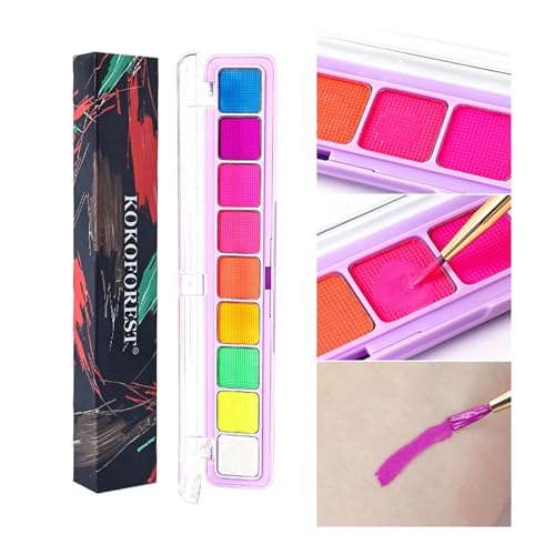 ZZlei2yu-12 Face Paint 9-Farben-Körperfarbe, im Dunkeln leuchtendes Körper-Aquarellfarben-Set, tragbare Gesichtsfarbe Bodypaint von ZZlei2yu-12