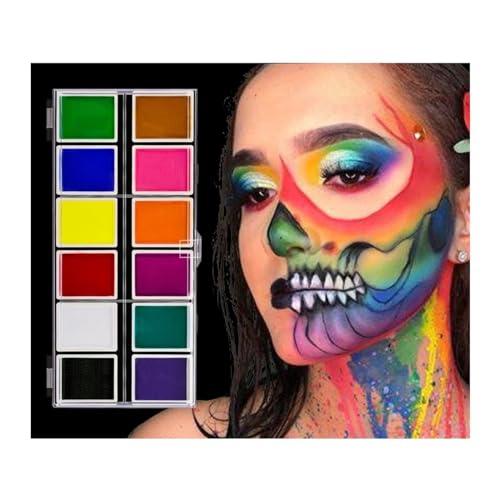 Face Paint Körperbemalung, 12 Farben, 10 Gramm Make-up-Farbe, Festival-DIY-Kunst-Make-up, Gesicht, Körperbemalung, Creme Bodypaint von ZZlei2yu-12