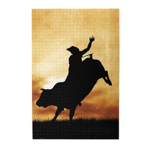 Cool Bull Riding Print Jigsaw Puzzle 1000 Piece Wooden Jigsaw Puzzles Personalized Puzzle Family Game von ZaKhs