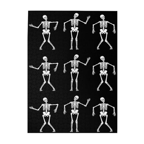 Cooles Skelett-Druck-Puzzle, 500-teiliges Holz-Fotopuzzle, personalisiertes Puzzle für Erwachsene, Familienspiel, 38 x 52 cm von ZaKhs