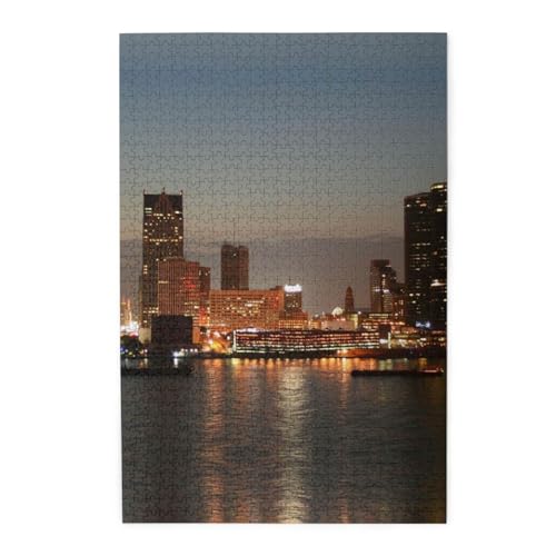 Detroit Skyline Print Jigsaw Puzzle 1000 Teile Holzpuzzle Personalisiertes Puzzle Familienspiel von ZaKhs