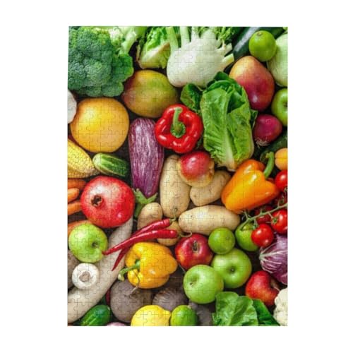 Frisches Obst und Gemüse, Druck-Puzzle, 500 Teile, Holz-Fotopuzzle, personalisiertes Puzzle für Erwachsene, Familienspiel, 38 x 52 cm von ZaKhs